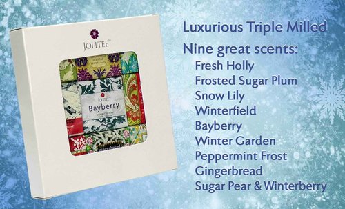 Jolitee French Milled Botanical Soap Sampler Set of 9 - Individually Wrapped Vegetable-Based Mini Soaps with Essential Oils, Shea Butter, and Natural Extracts (Seasons Scents)