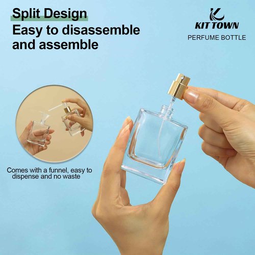 KIT TOWN 6 Pack Refillable Perfume Atomizer 50ml 1.7oz Large Perfume Bottle for Essential Oils, Perfumes,Empty Clear Glass Mist Spray Bottle for Traveling and Outgoing