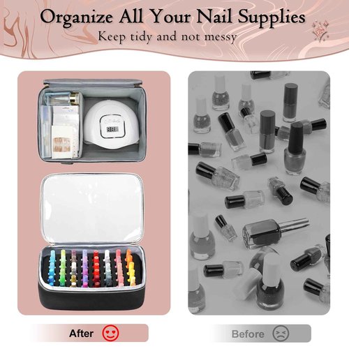 YOREPEK Extra Large Nail Polish Organizer Case Holds 96 to 100+ Bottles (15ml/0.5 fl.oz) UV lamp, Gel Polish Travel Case Bag with 2 Removable Pouches Fits Nail Suppiles, Gift for Manicurist, Girls