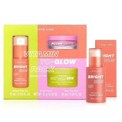 I DEW CARE Vitamin To Glow Pack + Bright Side Up Brightening & Hydrating Vitamin C Serum with Niacinamide Bundle