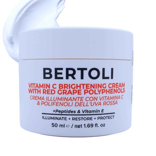 BERTOLI Brightening Cream – Polyphenol Dark Spot Face Moisturizer with Peptides, Hyaluronic Acid, Vitamin C and Grape Antioxidants, Italian Skincare Made in Italy, Clean, Natural, Vegan