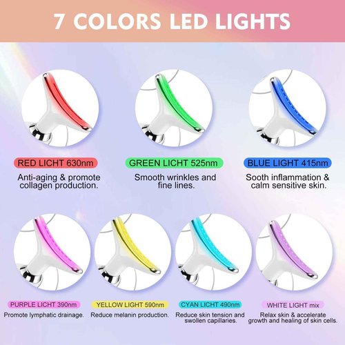 Red-Light-Therapy-for-Face and Neck Massager,7 Colors Womens Skin Rejuvenation Lifting Facial Massager Tool,Lymphatic Contour Massager Face for Toning,Glow Boost