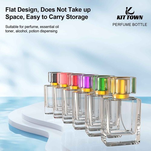 KIT TOWN 6 Pack Refillable Perfume Atomizer 50ml 1.7oz Large Perfume Bottle for Essential Oils, Perfumes,Empty Clear Glass Mist Spray Bottle for Traveling and Outgoing