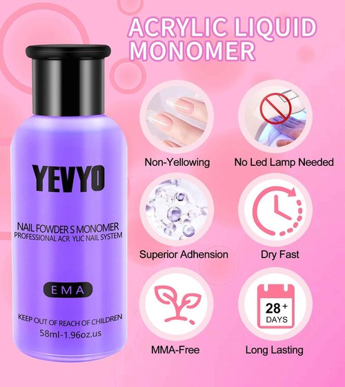 YEVYO Acrylic Nail Kit, 24 Color Glitter Acrylic Powder Monomer Liquid Set, Nail Kit Set Professional with Everything Acrylic Brushes and 200 Pcs Nail Tips for Extension Beginner