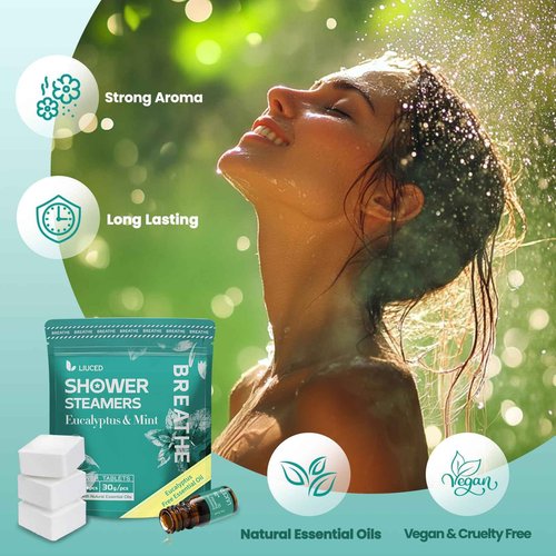 2 Set of Shower Steamers Aromatherapy - 14 Pack Shower Bombs and 5ml Natural Essential Oils, Self Care Stress Relief Gifts for Mom Wife, Christmas Gifts for Women Men
