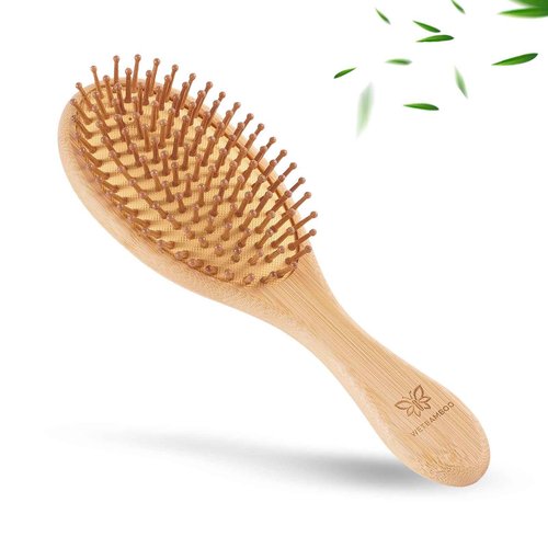 6-Pcs Bamboo Hair Brush Set-Detangling, Scalp Massage for Hair Growth, Wet/Dry Brush for Men, Women & Kids - for Thick, Curly, Thin, Long or Short - Paddle Wooden Hairbrush for Home, Travel Use