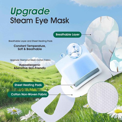 AROIC 60 Pack Steam Eye Masks Disposable for Dry Eyes, Heated Eye Mask Warm Compress for Eyes, Relaxation Gifts, Travel Essentials - Lavender, Unscented, Chamomile, Rose