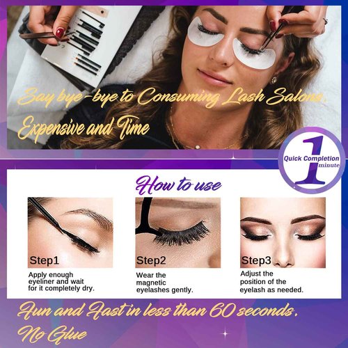 DUOERLA Magnetic Eyelashes 8D Luxury Volume Fluffy Colored Eyelashes Magnetic Lashes with Eyeliner Kit, Cat-Eye 18-23MM Long Cruelty-Free&Vegan 10 Pairs