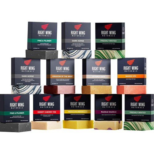 Right Wing Naturals Bar Soap Gift Set for Men | 12 Bar All Natural Variety Pack | Handcrafted Cold-Pressed Soap | Handmade Organic Soap for Men | Most Popular Flavors | Natural ScentedMen’s Bar Soap