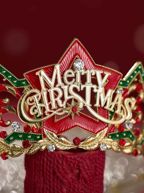 SWEETV Christmas Jeweled Crown Merry-Tree Tiara Rhinestone Headband Costume Accessories for MerryChristmas Party for Women Girls, Xmas Box Set-Merry Christmas