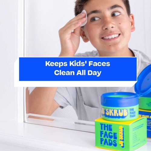 JB SKRUB The Face Pads - Kids, Tween Boys & Teens Acne Cleansing Pads for Cool Confidence - Say Goodbye to Greasy Skin and Hello to Freshness - 40 Cleansing Wipes, 3-Pack