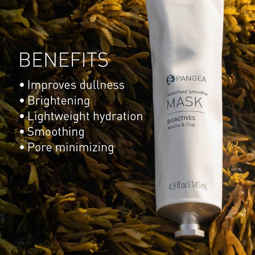 Pangea Organics - Natural Matcha + French Clay Superfood Smoothie Face Mask | Vegan, Non-Toxic, Sustainable Clean Beauty (Aluminum Tube, 4.9 oz | 145 ml)