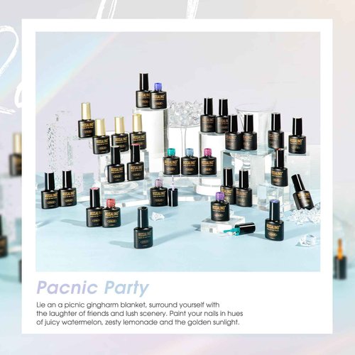 ROSALIND 42 Pcs Gel Nail Polish Set, 38 Colors All Seasons Nail Polish Set Colorful Begginer Kit with Base Coat & Glossy/Matte/Glitter Top Coat, Gel Nail Art Manicure Salon DIY Gifts