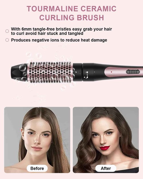 6 in 1 Wand Curling Iron, 3 Barrel Curling Iron Set with Thermal Brush (1.5") and 5 Interchangeable Ceramic Wand Curler (0.35"-1.25"), 2 Temp Heating Setting, Halloween Christmas Gifts for Women