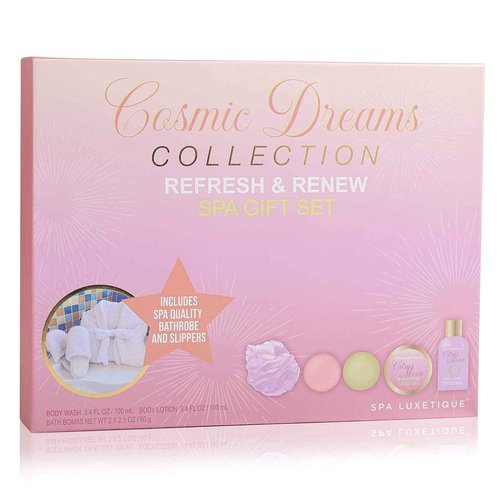 Spa Luxetique Robe and Slippers Spa Set Women, Christmas Gifts, 6pcs Flannel Soft Bath Robe, Bath and Body Works Bath Sets with Slippers, Body Lotion, Bath Bombs, Robe Sets for Women