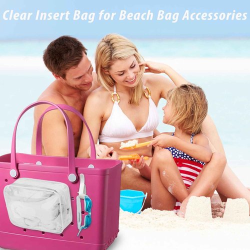 choshion Clear Insert Bag Accessories for Beach Tote Bag, Clear Travel Storage Inner Pouch for Cosmetic, Toiletry & Makeup Brush Organizer Divider