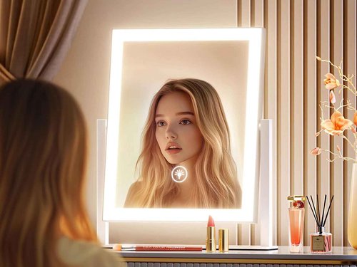 Gvnkvn Makeup Vanity Mirror with Lights 17.2" Large LED Lighted Mirror, Hollywood Make Up Mirror with Lighting, Smart Touch,Detachable 5X Magnification 360° Rotation, (Gold,Gift Box)