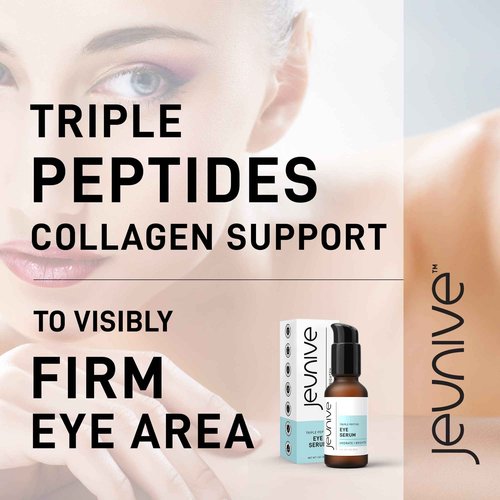 Jeunive Deep Hydration Refreshing Triple Peptides Daily Eye Correction Serum | 48Hr Hydrating Delicate Eye Skin Area to Reduce Dark Circles, Puffiness, Fine Lines and Wrinkles, 1 oz (28g)