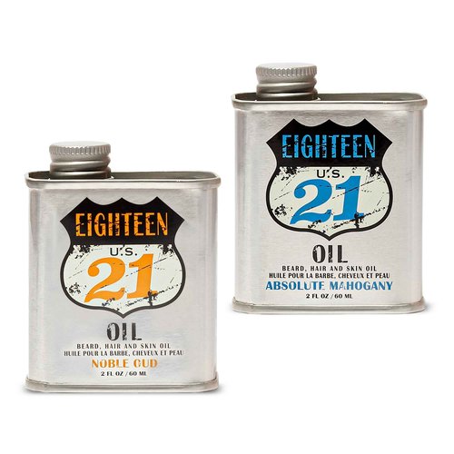 18.21 Man Made Noble Oud & Absolute Mahogany Beard, Hair & Skin Oil 2-Set Bundle, All Hair & Skin Types for Men, Strengthens and Moisturizes in a Manly Aroma