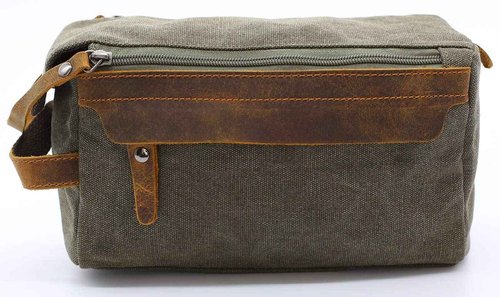Flow.month Toiletry Bag For Men And Women Personalized Shaving Kit Bag Crazy Horse Leather Dopp Kit For Men Travel Shaving Bag Mens Toiletry Bag Canvas Dopp Kit For Travel (ArmyGreen (Blank))