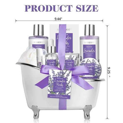 Spa Gift Basket for Women, 8pcs Lavender Spa Kit Set with Body Wash, Bubble Bath, Scrub, Bath & Beauty Skin Care Gift Sets, Christmas Gifts Set for Women, Her, Mom