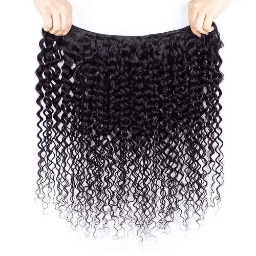 Ladiaryf Kinky Curly Human Hair Bundles Thick Brazilian Virgin Curly Weave Bundles Human Hair 100% Unprocessed Double Weft Natural Black Color Can Be Dyed 100g 16 Inch
