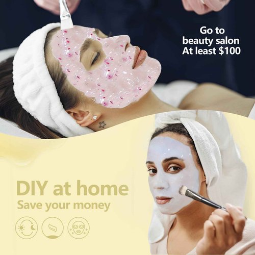 Fokiabin Jelly Mask Hydrating Deep Cleaning Detoxing Healing and Relaxing Premium Modeling Rubber For Facials Professional Set - 2 Treatments (VC,24K Gold)