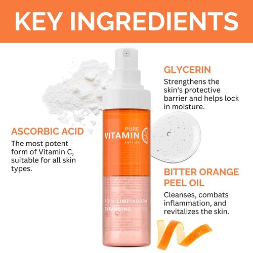 Noche Y Dia Cleanser and Moisturizing Vit C Bundle - Vitamin C Cleansing Water & Vitamin C Face Cream