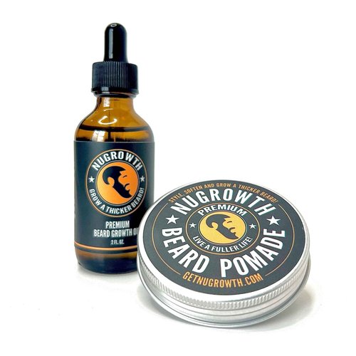 NuGrowth Beard Growth Kit for Black Men – Beard Oil & Shea Butter Balm Set – Softens, Moisturizes & Promotes Thicker Beards with Avocado, Mint & Jamaican Black Castor Oils (4 fl. oz.)