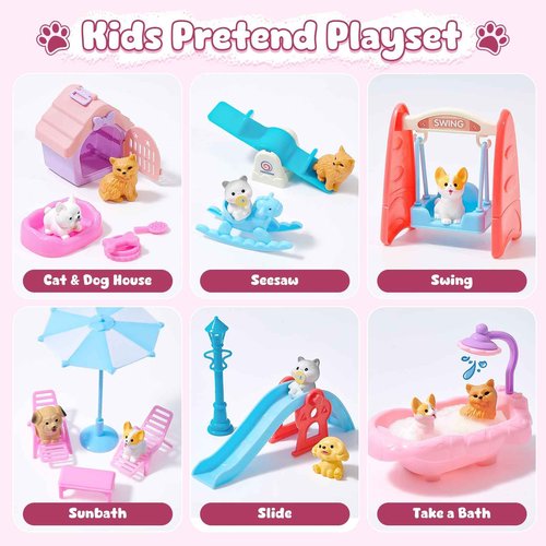 Toylink Bath Bombs for Kids with Surprise Inside for Girls Boys, 12 Pack Kids Bath Bombs with Dog & Cat Toys Pretend Playset Handmade Bubble Bath Fizzies Birthday Christmas Gift Set