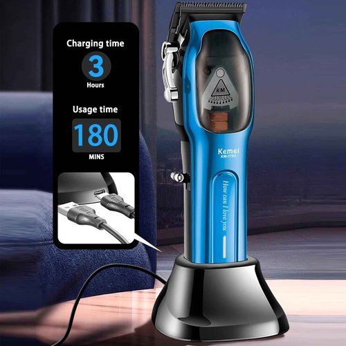 KEMEI Professional Hair Clippers for Men Cord/Cordless Hair Cutting Kits, Hair & Beard Trimmer, Adjustable Barber Clippers with USB Rechargeable, KM-1763