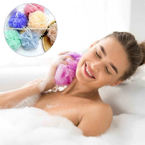 (50 Pack) Kheoxusa Loofah Individually Wrapped,Individually Wrapped Loofah,Travel Size Shower Bath Scrunchies,Sponges Pouf Mesh for Body Bath Shower Travel Guest Bulk Mini Small Pack (Color Random)
