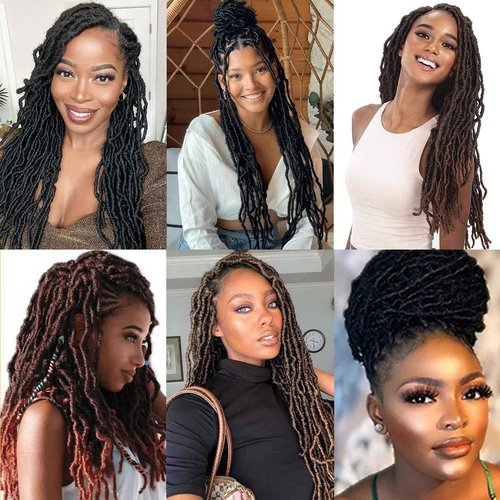 18 Inch New Faux Locs Crochet Hair Soft Locs Crochet Hair Extension Faux Locs Synthetic Crochet Hair for Women 6 Packs/Lot 126 Strands (18 Inch, T1B/27)