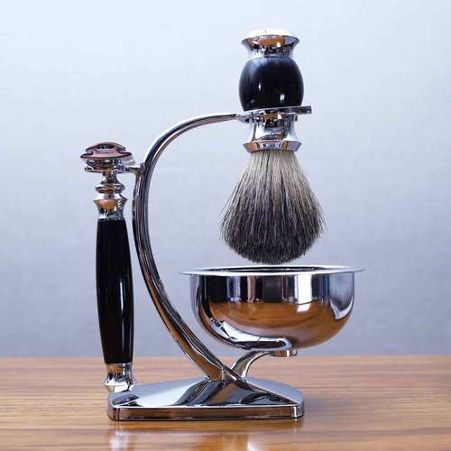 Magyfosia Shaving Kit,Double Edge Safety Razor with 10 Original Blades for Men,Badger Hair Shaving Brush and Bowl Kit,Stand Holder,Men's Grooming Tool Set
