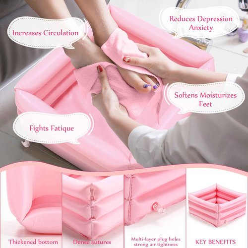 FillTouch 12 Pcs Foot Spa Kit for Girls Kids 12. 5 x 12. 5 x 8. 3 Inch Foot Care Bath and 12 x 28 Inch Hand Towels Washbasin Salon Towels for Spa Sleepover Party Supplies(Light Pink)
