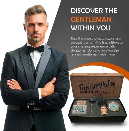 Gentleman Jon Deluxe Shaving Collection - Safety Razor Shaving Kit & 50-Pack Platinum Double Edge Razor Blades - Complete Wet Shave Set for Men - Effortless, Smooth, and Comfortable Shaves