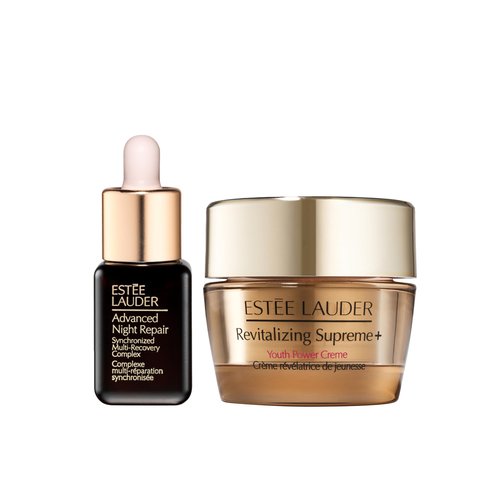 Estée Lauder The Power Pair Mini Serum + Moisturizer Travel Set | Includes Advanced Night Repair Serum 0.24 Fl Oz & Revitalizing Supreme Moisturizer 0.5 Ounce