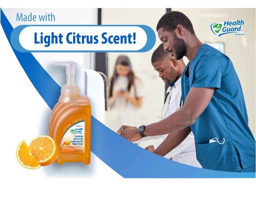 Health Guard 21314 Foaming Advanced Antibacterial Hand Soap, 950 mL Clean Shape Pump Bottle, Amber with Citrus Spice Scent (Pack of 4)