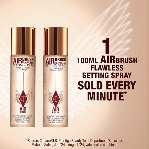 Charlotte Tilbury Airbrush Flawless Setting Spray - Ultra-Fine Hydrating Mist to Prime & Set Face Makeup For Up to 16Hr - Soothes, Blurs Pores & Calms Skin (200ml)