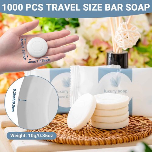 Kacctyen 600 Pcs 0.35oz Mini Bar Soap Bulk Individually Wrapped Bulk Hand Hotel Soap Bars Travel Size Toiletries for Guest Hotel Bathroom Vacation Rentals