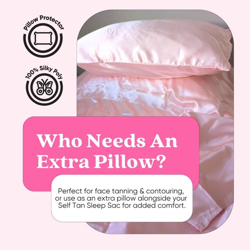 Tan Fan Self Tan Sleep Sac for Dark Tanner + Pillowcase - Keep Sheets + Pillows Clean from Self Tanner Stains - 100% Cooling Silky Poly - Won’t Rub or Absorb Tanning Lotion - Lightweight Breathable