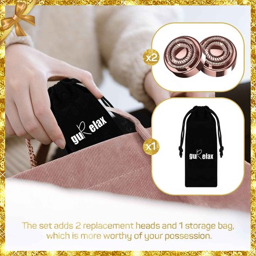 Gurelax Hair Remover for Women, Hair Removal Device, Facial Hair Removal for Women, Best Touch Face Shaver As Christmas Gift, Electric Upper Lip/Mustache Hair Remover, Included 2 x Replacement Heads