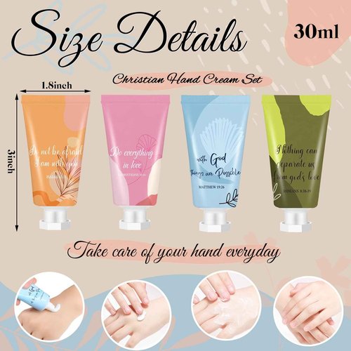 48 Pcs Christian Hand Lotion Bulk Gifts for Women Bible Verse Mini Travel Hand Cream Religious Thanksgiving Christmas Gift for Church Members Prayers Teachers Coworkers Homeless