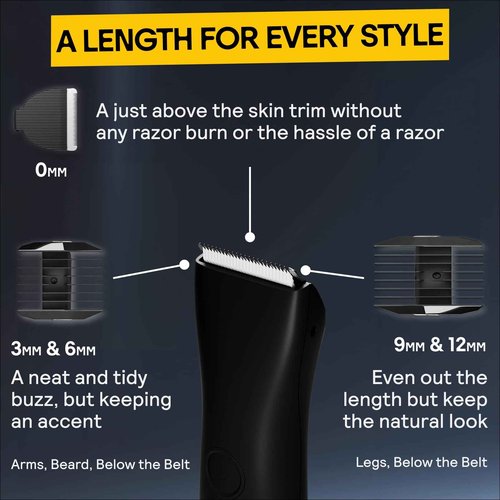 MERIDIAN Body Hair Trimmer for Men Balls, Bikini Trimmer and Hard Case - Onyx