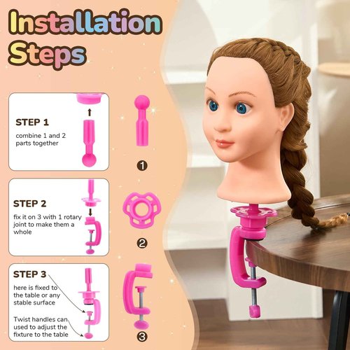 24Inch 80% Real Hair Mannequin Head - Doll head for hair Styling, Cosmetology Mannequin Head with Hair for Braiding Curling,Cuting with Table Clamp Styling Set (Blonde)
