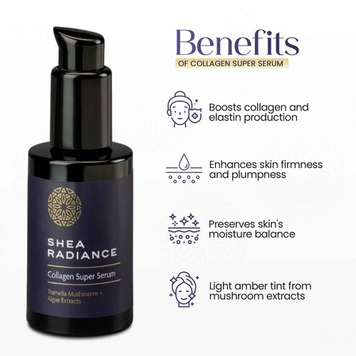 Hydrating Collagen Super Serum – Lightweight Vegan Formula with Tremella Mushroom for Smooth, Plump & Dewy-Looking Skin – Moisture Boost for Radiant, Resilient Skin – 30ml