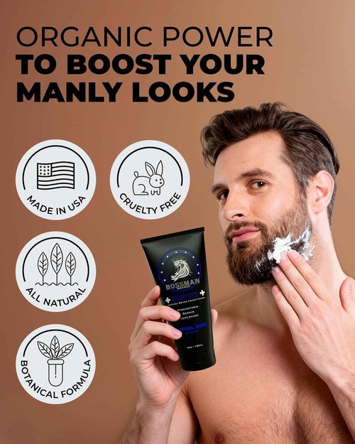 Bossman Essentials Beard Kit for Men, Set of 3 - Beard Oil Jelly, Fortifying Conditioner Cream, Beard Balm - Grooming Growth Care Accessories - Gift Set for Men (Gold)