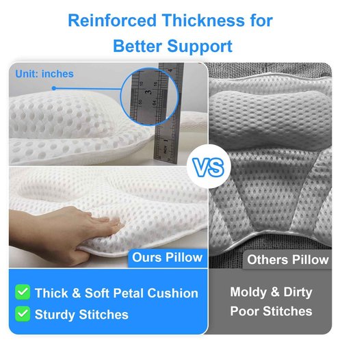 Luxury Oversized Bath Tub Pillow Fits All Bathtubs, Secure Support for Head,Neck,and Back Rest,Relaxing Spa Gifts for Women,Extra Thick & Soft,Anti-Slip Suction Cups,Washable