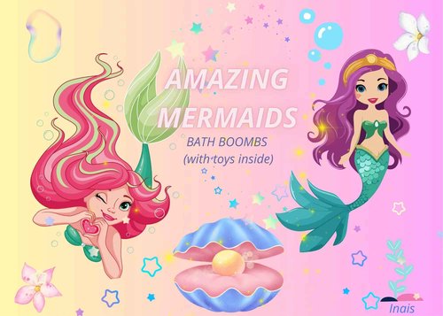 Handmade Bath Bomb Gift Set with Toys Inside, 9 Pack Organic Bath Bombs for Kids, Birthday Gift for Girls, Bubble Bath Fizzy with Natural Shea and Coconut Butter, Little Mermaid Toys