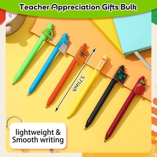 Sunnymove Teacher Appreciation Gifts in Bulk Makeup Bag with Pen Keychain Teacher Thank You Gifts Cosmetic Bag Pouch for Women Employee Coworkers Team Supplies(Multi-styles)
